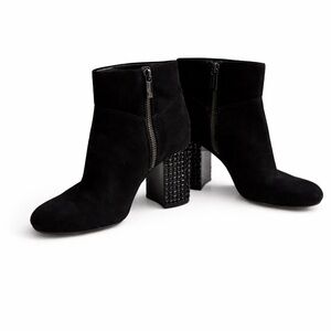 MICHAEL Michael Kors Arabella Suede Studded Block Heel Ankle Boots Black Size 7M